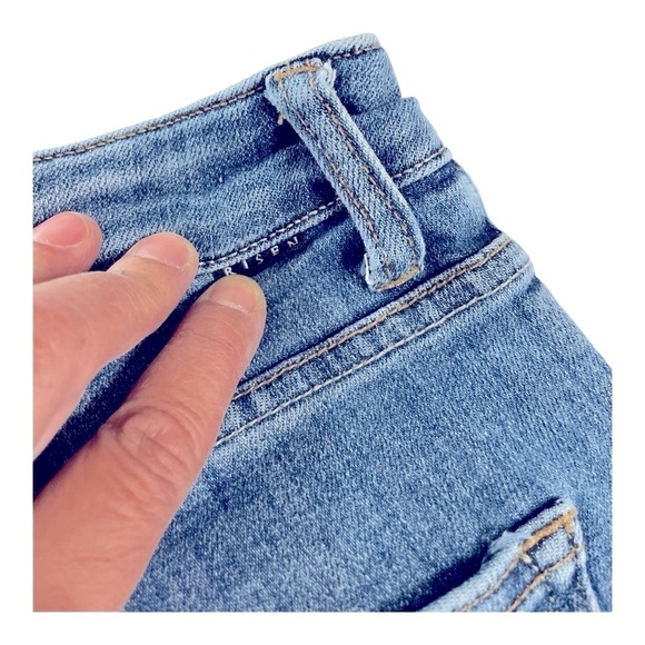 Risen Jeans Womens Straight Leg Distressed Raw Hem High Rise Stretch 11/30 - Picture 8 of 16